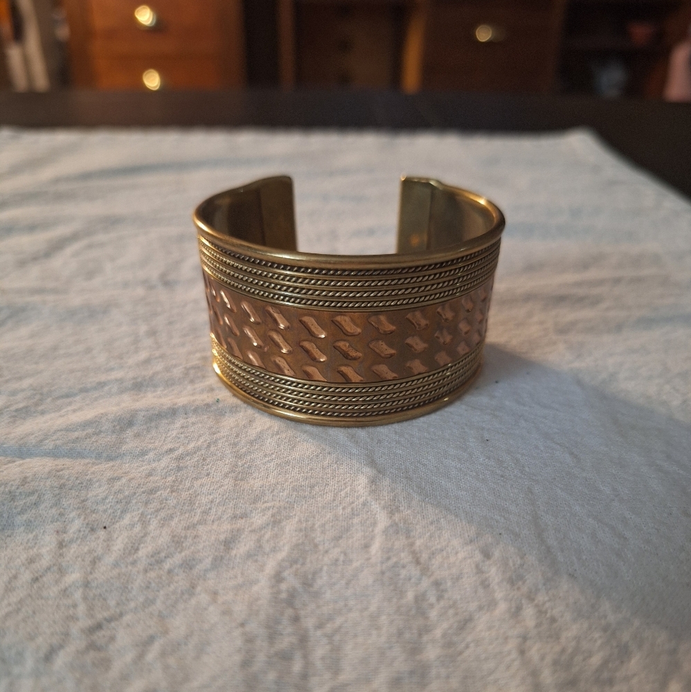 Brass and copper cuff bracelet
